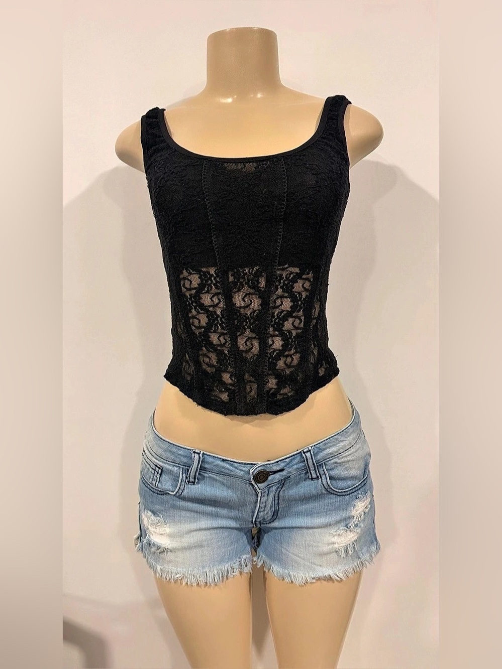 Sievercpte Black Lace Tank Top Y2K